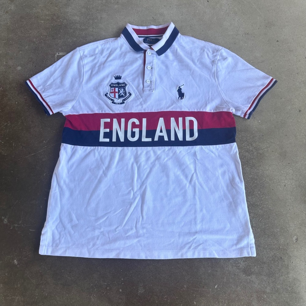 Polo Ralph Lauren Polo Shirt Mens Large White Excellent England Custom Slim Fit